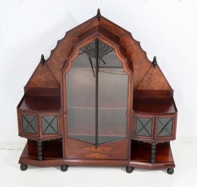 Art Deco Vitrine by Max Coini, Walnut & Burl, Dutch Design, 1920s